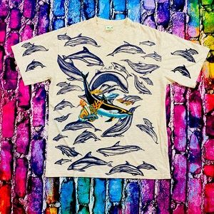Vintage dolphin AOP single stitched Size L